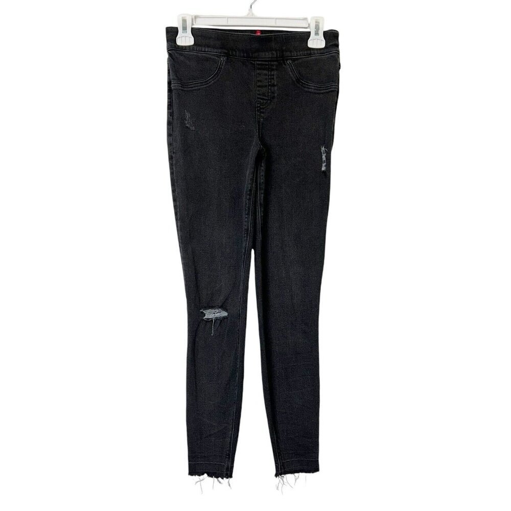 Spanx Pull On Skinny Jeans Womens‎ Size Small Black Distressed